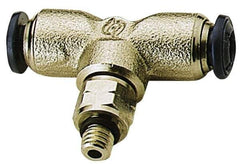 Alpha Technologies - 5/32" Outside Diam, 10-32 UNF, Nickel Plated Brass Push-to-Connect Male Branch Tee - 250 Max psi, Tube to Male Connection, Buna O-Ring - Exact Industrial Supply