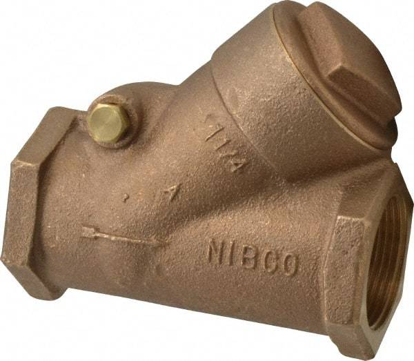 NIBCO - 1-1/4" Bronze Check Valve - Y-Pattern, FNPT x FNPT, 400 WOG - Exact Industrial Supply