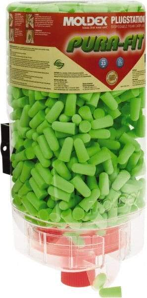 Moldex - Disposable Non-Refillable Earplug Dispenser with 33 dB Earplugs - Green Earplugs, 500 Pairs, Includes Mounting Bracket, Template & Hardware - Exact Industrial Supply