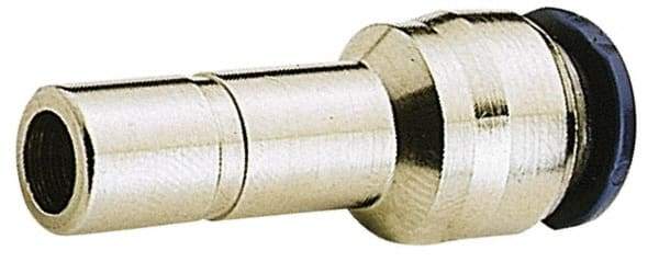 Alpha Technologies - 3/8" Outside Diam, Nickel Plated Brass Push-to-Connect Straight Reducer - 250 Max psi, Tube to Stem Connection, Buna O-Ring - Exact Industrial Supply