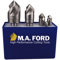 M.A. Ford - 5 Piece, 1/4 to 3/4" Head Diam, 100° Included Angle, Single End Countersink Set - Exact Industrial Supply
