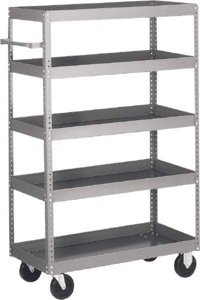 Quantum Storage - 1,000 Lb Capacity, 42" Wide x 18" Long x 57" High Shelf Cart - 5 Shelf, Steel - Exact Industrial Supply