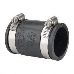 Made in USA - 1-1/2" PVC Flexible Pipe Coupling with Clamp - 3-1/2" Long, Pipe x Pipe, Stainless Steel Clamp - Exact Industrial Supply