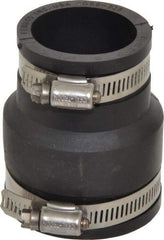 Made in USA - 2 x 1-1/2" PVC Flexible Pipe Coupling with Clamp - 3-1/2" Long, Pipe x Pipe, Stainless Steel Clamp - Exact Industrial Supply