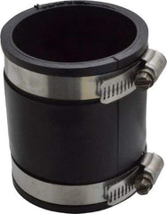 Made in USA - 2" PVC Flexible Pipe Coupling with Clamp - 3-1/2" Long, Pipe x Pipe, Stainless Steel Clamp - Exact Industrial Supply
