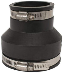 Made in USA - 3 x 2" PVC Flexible Pipe Coupling with Clamp - 4" Long, Pipe x Pipe, Stainless Steel Clamp - Exact Industrial Supply