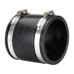 Made in USA - 3" PVC Flexible Pipe Coupling with Clamp - 4" Long, Pipe x Pipe, Stainless Steel Clamp - Exact Industrial Supply