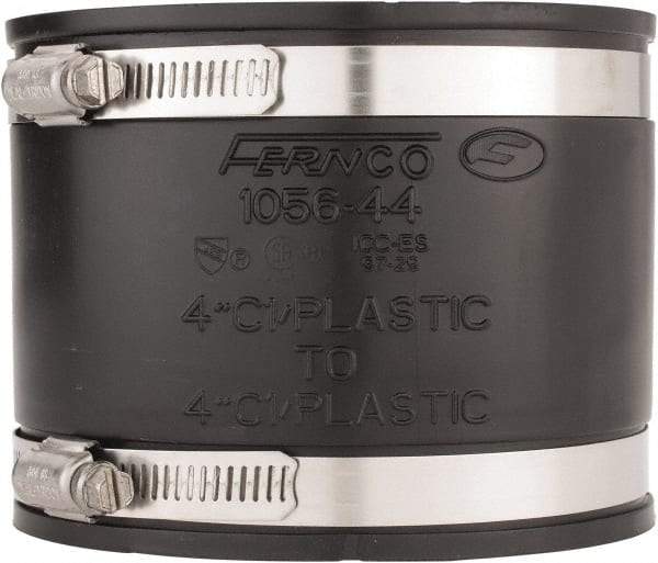 Made in USA - 4" PVC Flexible Pipe Coupling with Clamp - 4" Long, Pipe x Pipe, Stainless Steel Clamp - Exact Industrial Supply