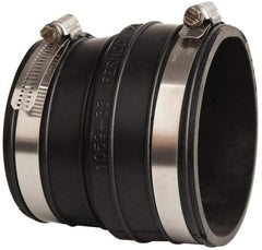 Made in USA - 3" PVC Flexible Pipe Coupling with Clamp - 4" Long, Socket x Pipe, Stainless Steel Clamp - Exact Industrial Supply