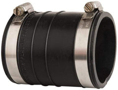 Made in USA - 2" PVC Flexible Pipe Coupling with Clamp - 4" Long, Socket x Socket, Stainless Steel Clamp - Exact Industrial Supply