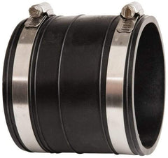 Made in USA - 3" PVC Flexible Pipe Coupling with Clamp - 4" Long, Socket x Socket, Stainless Steel Clamp - Exact Industrial Supply