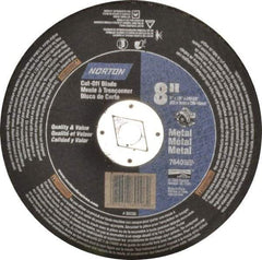 Norton - 8" 24 Grit Aluminum Oxide Cutoff Wheel - 1/8" Thick, 5/8" Arbor, 7,640 Max RPM, Use with Circular Saws - Exact Industrial Supply