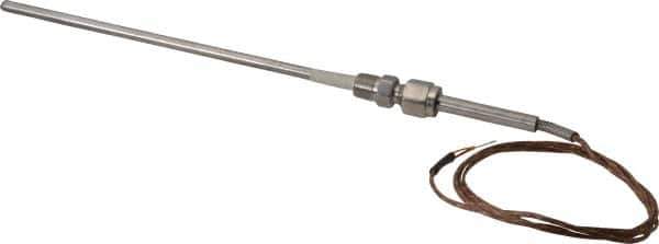 Thermo Electric - 0 to 2012°F, K Pipe Fitting, Thermocouple Probe - 6 Ft. Cable Length, Stripped Ends, 9 Sec Response Time - Exact Industrial Supply