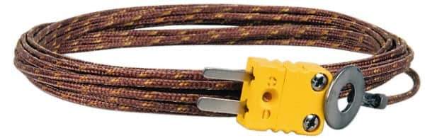 Thermo Electric - 0 to 900°F, K Surface, Thermocouple Probe - 25 Ft. Cable Length, Mini Connector, 15 Sec Response Time - Exact Industrial Supply