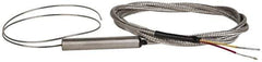 Thermo Electric - 0 to 2012°F, K Flexible, Thermocouple Probe - 3 Ft. Cable Length, Stripped Ends, 12 Inch Probe Sheath Length, 4 Sec Response Time - Exact Industrial Supply