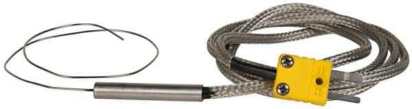 Thermo Electric - 0 to 2012°F, K Flexible, Thermocouple Probe - 3 Ft. Cable Length, Mini Connector, 12 Inch Probe Sheath Length, 4 Sec Response Time - Exact Industrial Supply