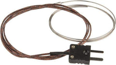 Thermo Electric - 0 to 1600°F, J Flexible, Thermocouple Probe - 3 Ft. Cable Length, Mini Connector, 25 Inch Probe Sheath Length, 3 Sec Response Time - Exact Industrial Supply