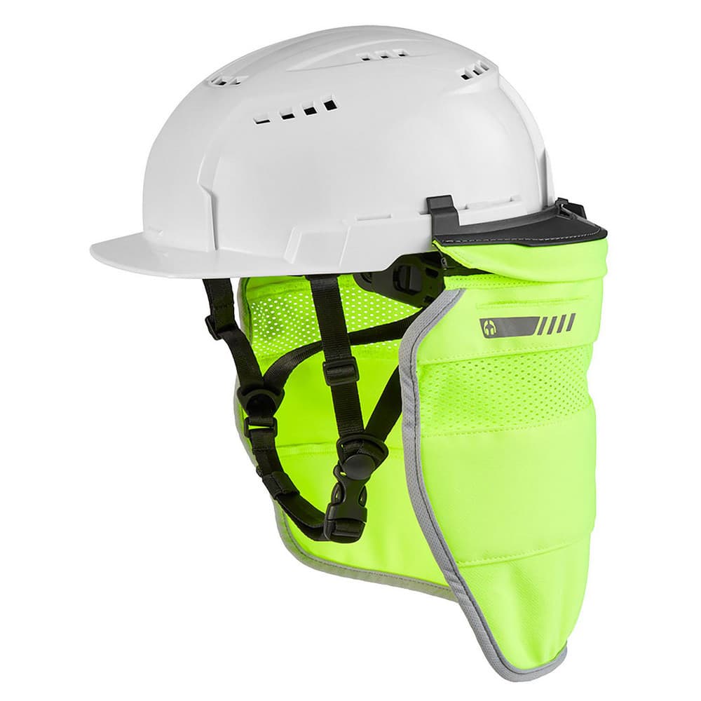 Hard Hat Accessories; Type: Neck Shade; Accessory Type: Neck Shade; Hard Hat Compatibility: All Hard Hats; Material: Polyester; Material: Polyester; Attachment Type: Clip-On; Attachment Method: Clip-On; Color: Yellow; For Use With: Milwaukee ™ And Most Pr