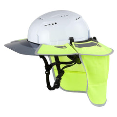 Hard Hat Accessories; Type: Visor w/Neck Shade; Accessory Type: Visor w/Neck Shade; Hard Hat Compatibility: All Hard Hats; Material: Polyester; Material: Polyester; Attachment Type: Clip-On; Attachment Method: Clip-On; Color: Yellow; For Use With: Milwauk
