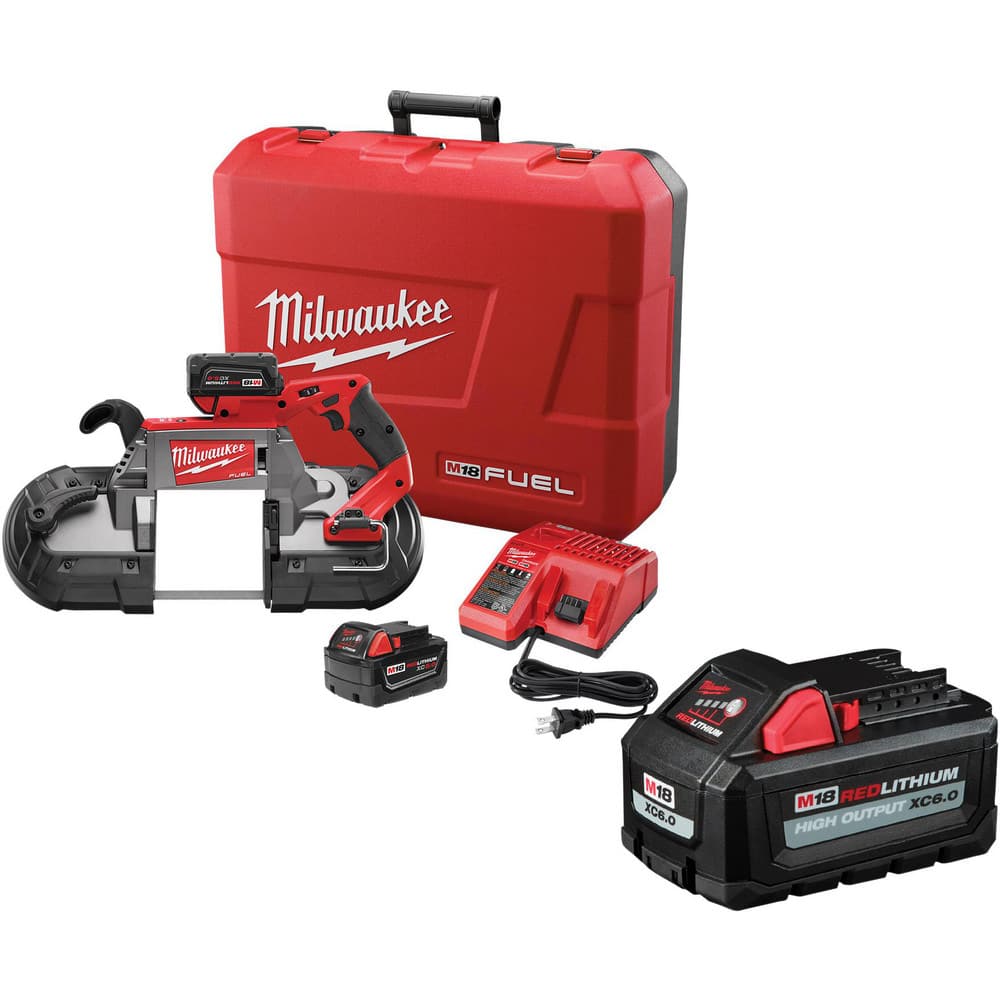 Cordless Portable Bandsaws; Voltage: 18.00; Maximum Depth of Cut (Decimal Inch): 5; Low Speed (SFPM): 0; Cutting Capacity - Round: 5 in; Cutting Capacity - Rectangular: 5 x 5 in; Number Of Speeds: 1; Battery Included: Yes; Number Of Batteries: 3; Battery