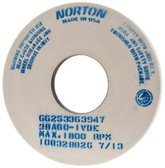 Norton - 14" Diam x 5" Hole x 1" Thick, I Hardness, 60 Grit Surface Grinding Wheel - Aluminum Oxide, Type 1, Medium Grade, 1,800 Max RPM, Vitrified Bond, No Recess - Exact Industrial Supply