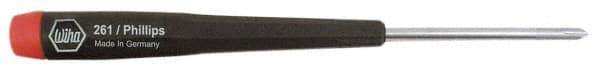 Wiha - #00, 4-5/8" OAL, Standard Phillips Screwdriver - 1-9/16" Blade Length, Ergonomic Handle - Exact Industrial Supply