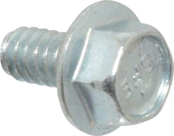 Value Collection - #10-24 UNC, 3/8" Length Under Head, Hex Drive Flange Bolt - 3/8" Thread Length, Grade 5 Steel, Serrated Flange, Zinc-Plated Finish - Exact Industrial Supply