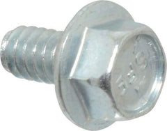 Value Collection - #10-24 UNC, 3/8" Length Under Head, Hex Drive Flange Bolt - 3/8" Thread Length, Grade 5 Steel, Serrated Flange, Zinc-Plated Finish - Exact Industrial Supply