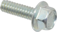 Value Collection - #10-24 UNC, 5/8" Length Under Head, Hex Drive Flange Bolt - 5/8" Thread Length, Grade 5 Steel, Serrated Flange, Zinc-Plated Finish - Exact Industrial Supply