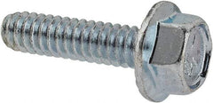 Value Collection - #10-24 UNC, 3/4" Length Under Head, Hex Drive Flange Bolt - 3/4" Thread Length, Grade 5 Steel, Serrated Flange, Zinc-Plated Finish - Exact Industrial Supply