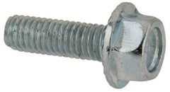Value Collection - #10-32 UNF, 5/8" Length Under Head, Hex Drive Flange Bolt - 5/8" Thread Length, Grade 5 Steel, Serrated Flange, Zinc-Plated Finish - Exact Industrial Supply