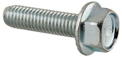 Value Collection - #10-32 UNF, 3/4" Length Under Head, Hex Drive Flange Bolt - 3/4" Thread Length, Grade 5 Steel, Serrated Flange, Zinc-Plated Finish - Exact Industrial Supply
