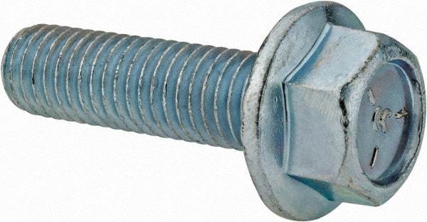 Value Collection - 1/2-13 UNC, 1-3/4" Length Under Head, Hex Drive Flange Bolt - 1-3/4" Thread Length, Grade 5 Steel, Serrated Flange, Zinc-Plated Finish - Exact Industrial Supply