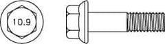 Value Collection - M6x1.00 Metric Coarse, 60mm Length Under Head, Hex Drive Flange Bolt - 20mm Thread Length, Grade 10.9 Alloy Steel, Smooth Flange, Phosphate & Oil Finish - Exact Industrial Supply