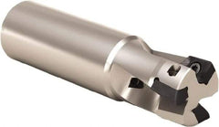 Seco - 32mm Cut Diam, 9mm Max Depth of Cut, 32mm Shank Diam, 110mm OAL, Indexable Square Shoulder End Mill - XOMX 10T3 Inserts, Weldon Shank, 90° Lead Angle, Through Coolant, Series Turbo 10 - Exact Industrial Supply