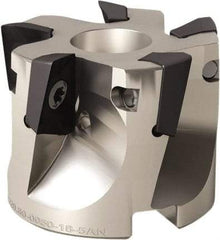 Seco - 5 Inserts, 4" Cut Diam, 1" Arbor Diam, 0.669" Max Depth of Cut, Indexable Square-Shoulder Face Mill - 0/90° Lead Angle, 1.969" High, XO.X 1806.. Insert Compatibility, Through Coolant, Series Power Turbo - Exact Industrial Supply