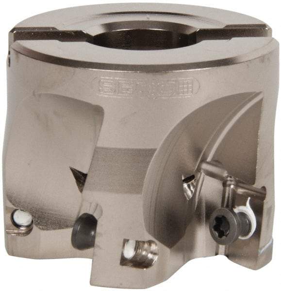 Seco - 5 Inserts, 2" Cut Diam, 3/4" Arbor Diam, 0.669" Max Depth of Cut, Indexable Square-Shoulder Face Mill - 0/90° Lead Angle, 1.575" High, XO.X 1806.. Insert Compatibility, Through Coolant, Series Power Turbo - Exact Industrial Supply