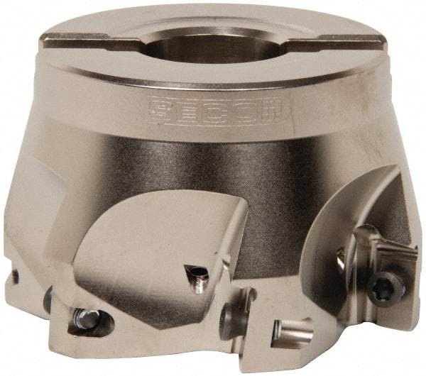 Seco - 6 Inserts, 3" Cut Diam, 1" Arbor Diam, 0.669" Max Depth of Cut, Indexable Square-Shoulder Face Mill - 0/90° Lead Angle, 1.969" High, XO.X 1806.. Insert Compatibility, Through Coolant, Series Power Turbo - Exact Industrial Supply