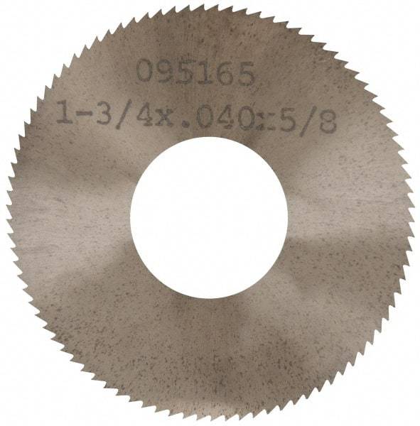 Made in USA - 1-3/4" Diam x 0.04" Blade Thickness x 5/8" Arbor Hole Diam, 90 Tooth Slitting and Slotting Saw - Arbor Connection, Solid Carbide, Concave Ground - Exact Industrial Supply