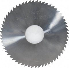Made in USA - 2-1/4" Diam x 0.032" Blade Thickness x 5/8" Arbor Hole Diam, 60 Tooth Slitting and Slotting Saw - Arbor Connection, Solid Carbide, Concave Ground - Exact Industrial Supply