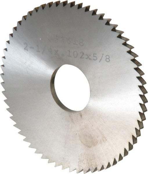 Made in USA - 2-1/4" Diam x 0.102" Blade Thickness x 5/8" Arbor Hole Diam, 60 Tooth Slitting and Slotting Saw - Arbor Connection, Solid Carbide, Concave Ground - Exact Industrial Supply