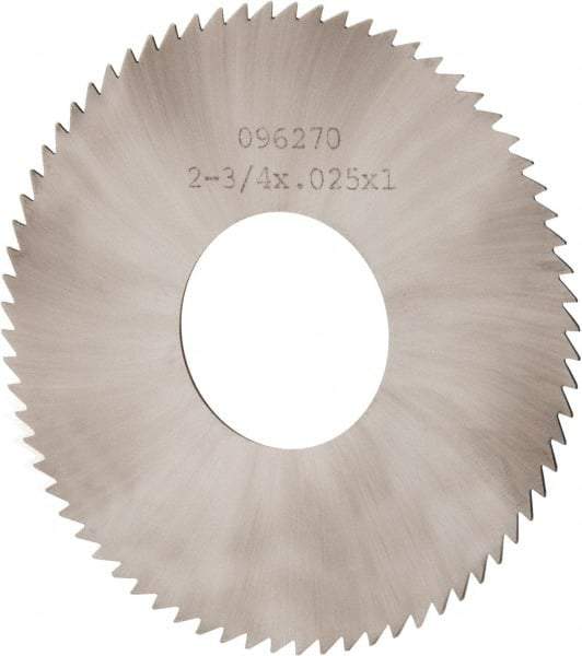 Made in USA - 2-3/4" Diam x 0.025" Blade Thickness x 1" Arbor Hole Diam, 72 Tooth Slitting and Slotting Saw - Arbor Connection, Solid Carbide, Concave Ground - Exact Industrial Supply