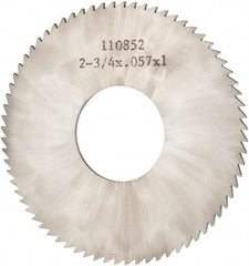 Made in USA - 2-3/4" Diam x 0.057" Blade Thickness x 1" Arbor Hole Diam, 72 Tooth Slitting and Slotting Saw - Arbor Connection, Solid Carbide, Concave Ground - Exact Industrial Supply