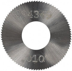 Made in USA - 1" Diam x 0.01" Blade Thickness, 3/8" Arbor Hole Diam, 98 Teeth, Solid Carbide Jeweler's Saw - Uncoated - Exact Industrial Supply