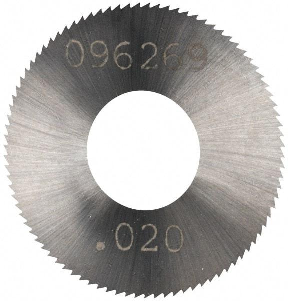 Made in USA - 1" Diam x 0.02" Blade Thickness, 3/8" Arbor Hole Diam, 98 Teeth, Solid Carbide Jeweler's Saw - Uncoated - Exact Industrial Supply