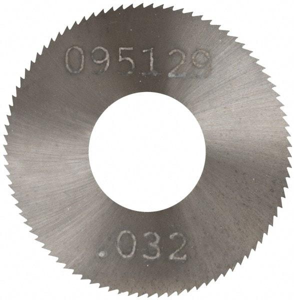 Made in USA - 1" Diam x 0.032" Blade Thickness, 3/8" Arbor Hole Diam, 98 Teeth, Solid Carbide Jeweler's Saw - Uncoated - Exact Industrial Supply