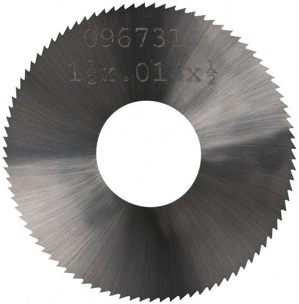 Made in USA - 1-1/2" Diam x 0.014" Blade Thickness, 1/2" Arbor Hole Diam, 110 Teeth, Solid Carbide, Jeweler's Saw - Uncoated - Exact Industrial Supply