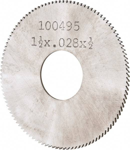 Made in USA - 1-1/2" Diam x 0.028" Blade Thickness, 1/2" Arbor Hole Diam, 110 Teeth, Solid Carbide, Jeweler's Saw - Uncoated - Exact Industrial Supply