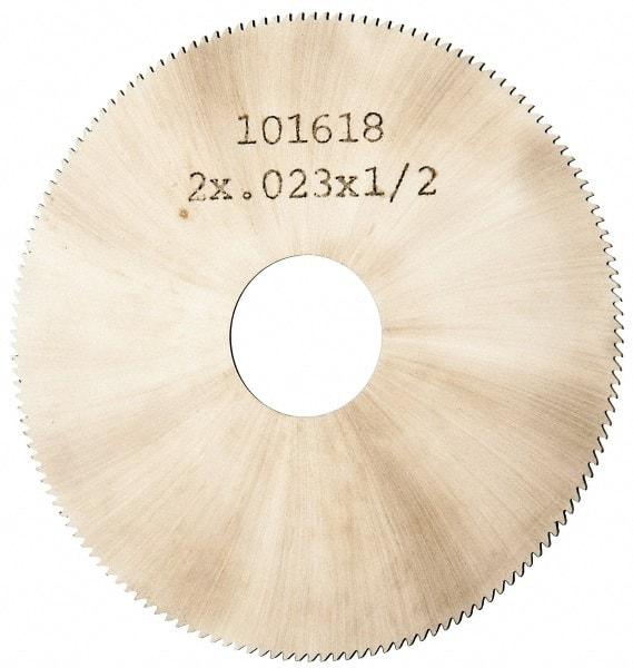 Made in USA - 2" Diam x 0.023" Blade Thickness, 1/2" Arbor Hole Diam, 152 Teeth, Solid Carbide Jeweler's Saw - Uncoated - Exact Industrial Supply