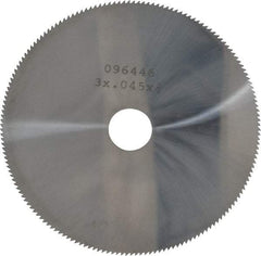 Made in USA - 3" Diam x 0.045" Blade Thickness, 1/2" Arbor Hole Diam, 168 Teeth, Solid Carbide Jeweler's Saw - Uncoated - Exact Industrial Supply